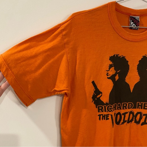 Men's Vintage 90s Richard Hell & The Voidoids Orange Double Gun Graphic Band Tee - Picture 2 of 8